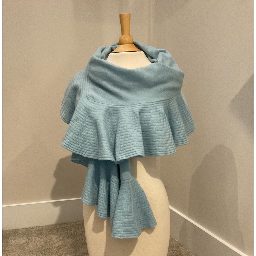 Talbots 100% Cashmere Knit Wrap/Scarf, Light Blue